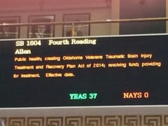 Unanimous Passing of Oklahoma Veterans Traumatic Brain Injury Treatment and Recovery Plan Act of 2014