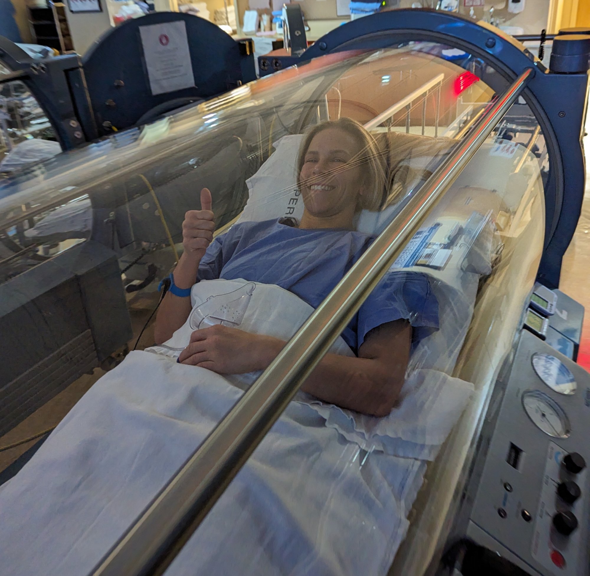 Katlyn Chookagian, UFC Fighter in a Hyperbaric Oxygen Therapy Chamber at Hyperbaric Medical Solutions